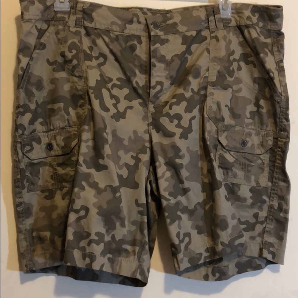 Camouflage shorts.